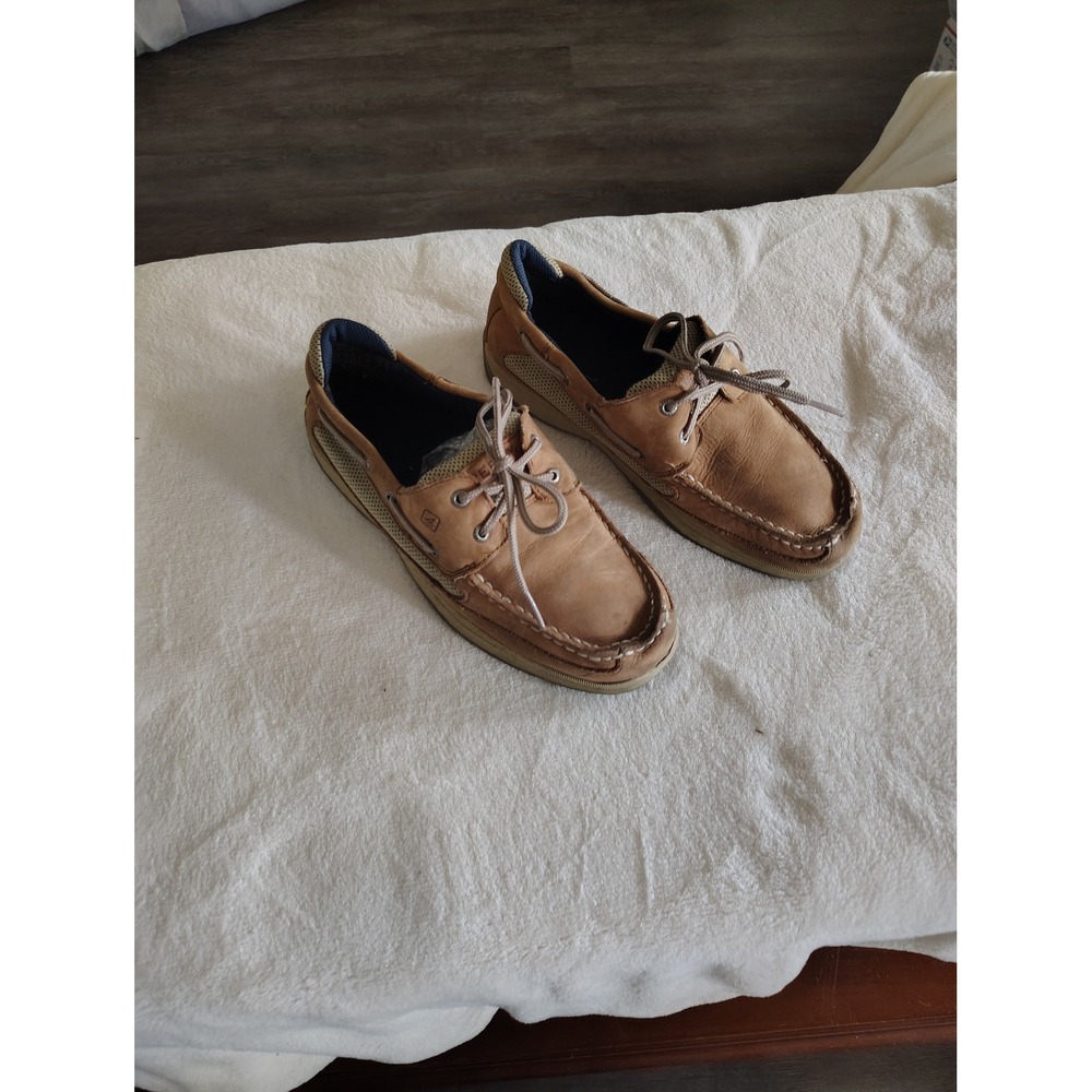 Sperry Top-Sider Lanyard Tan Leather‎ Mesh Boat Shoes Mens 6M YB46122A